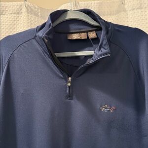 Greg Norman Tasso Elba  Collection Deep Blue Quarter-Zip Polo